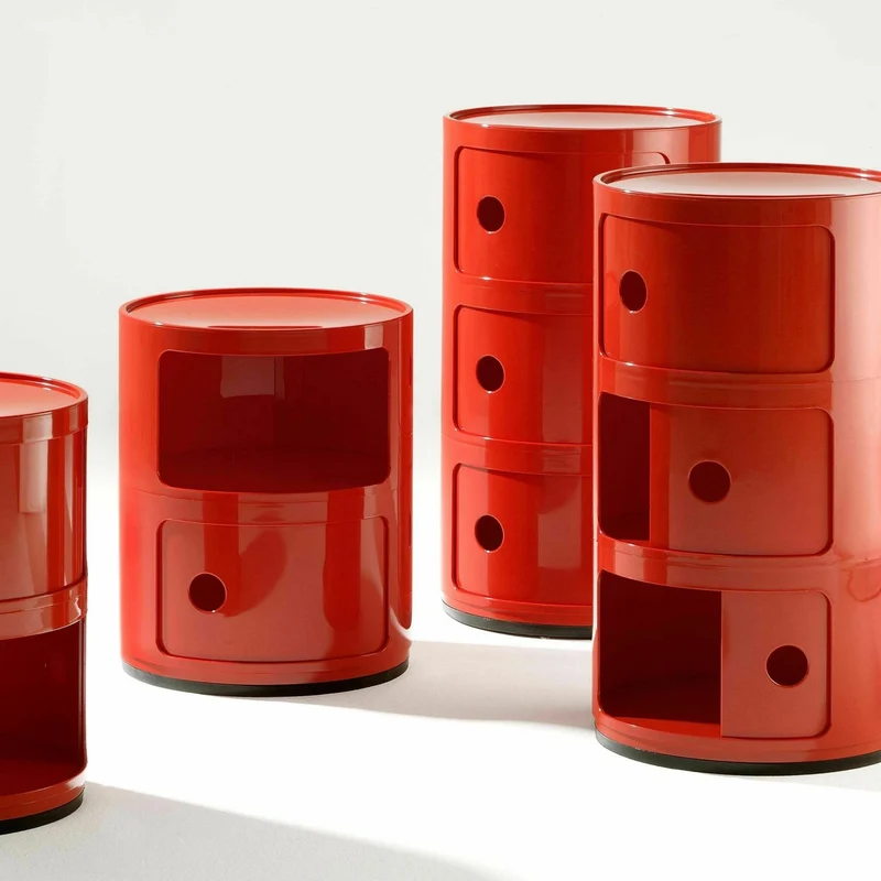 Table de chevet rouge 2 tiroirs Componibili - Kartell