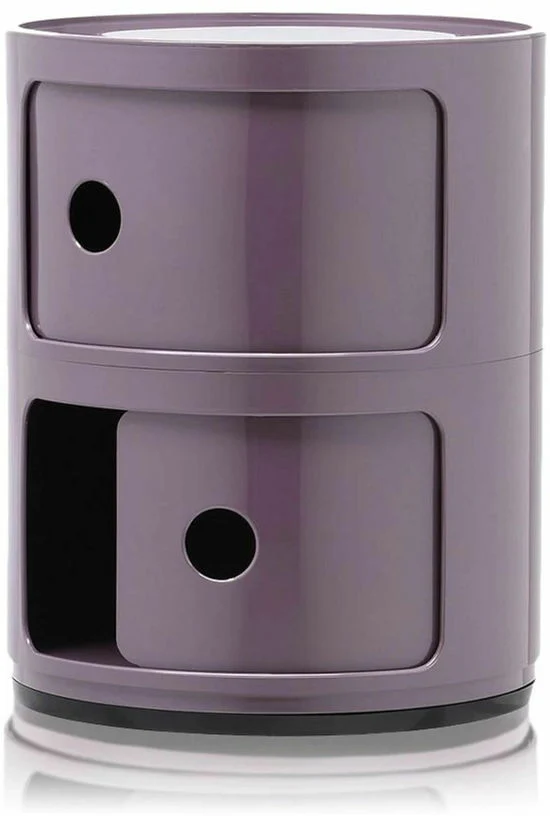 Table de chevet violet 2 tiroirs Componibili - Kartell
