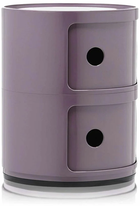 Table de chevet violet 2 tiroirs Componibili - Kartell