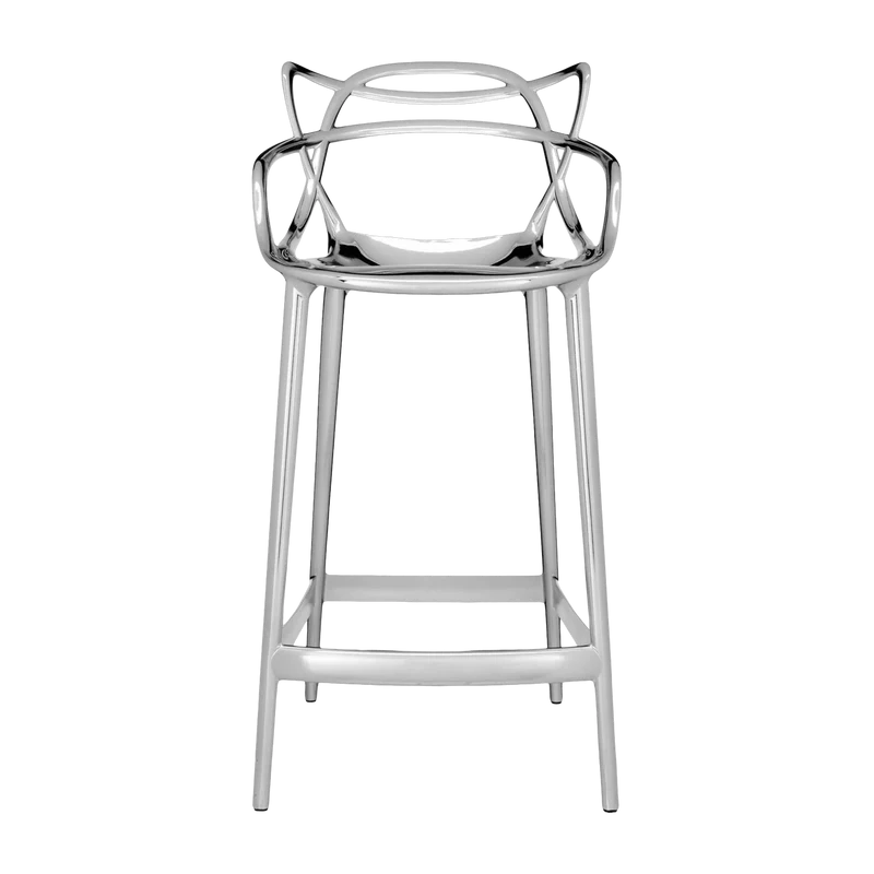Chaise de bar argentée 65 cm Masters - Kartell