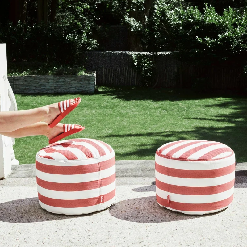 Pouf extérieur rayé bleu océan Point Outdoor - Fatboy