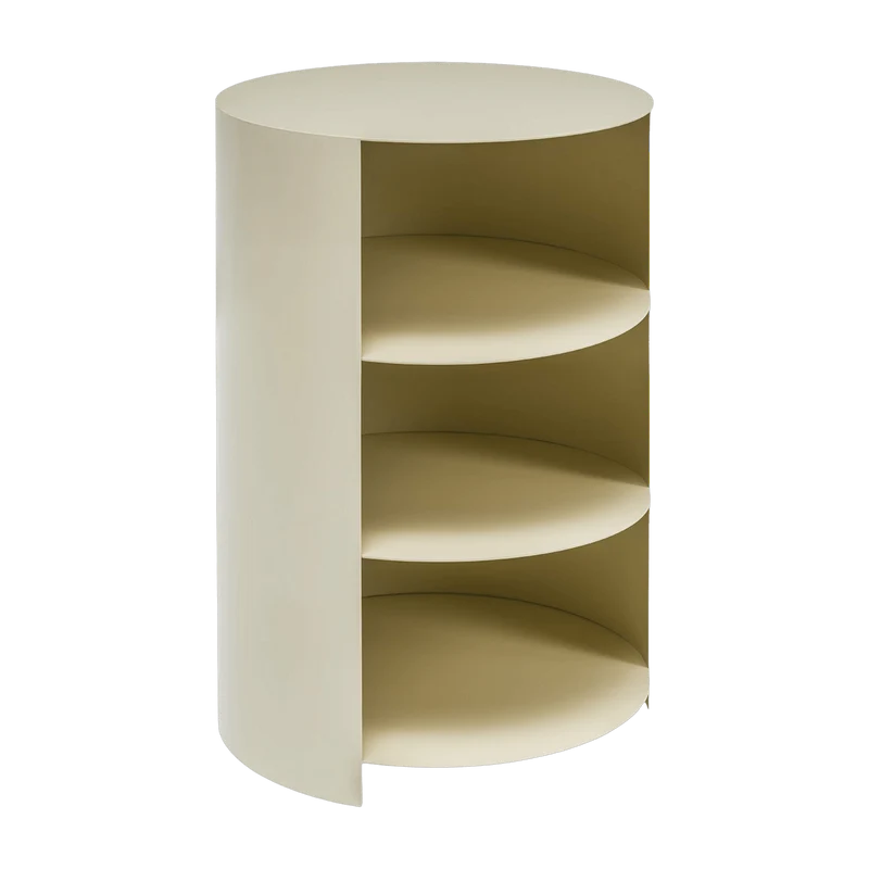 Table d'appoint à roulettes en acier beige 70 cm Hide Pedestal - Hem