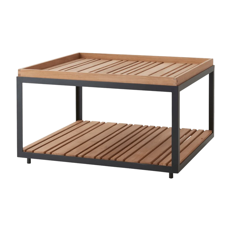 Table basse en teck et cadre noir 79x79 cm Level - Cane-Line