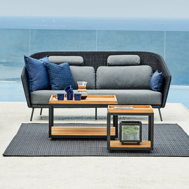 Table basse en teck et cadre noir 79x79 cm Level - Cane-Line