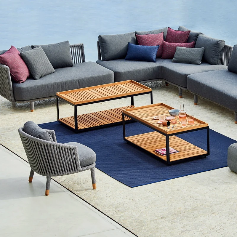 Table basse en teck et cadre noir 79x79 cm Level - Cane-Line
