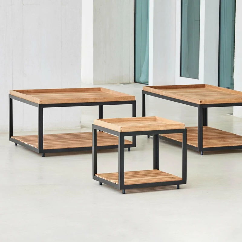 Table basse en teck et cadre noir 79x79 cm Level - Cane-Line