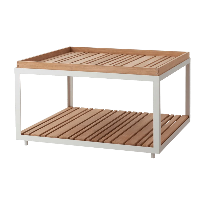 Table basse en teck et cadre blanc 79x79 cm Level - Cane-Line
