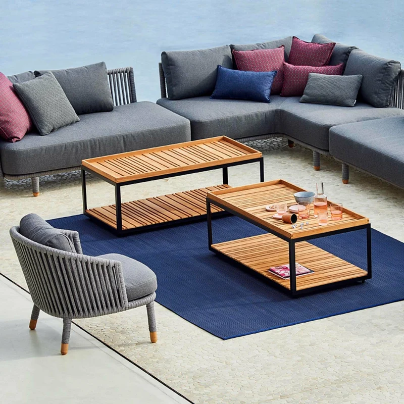 Table basse en teck et cadre noir 122x62 cm Level - Cane-Line