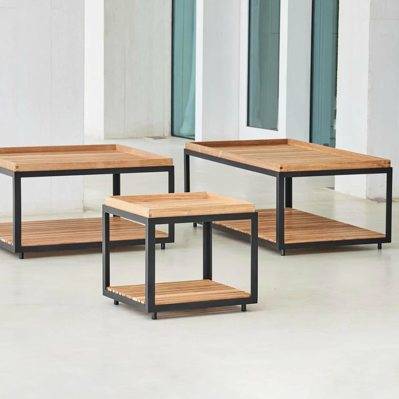 Table basse en teck et cadre noir 122x62 cm Level - Cane-Line