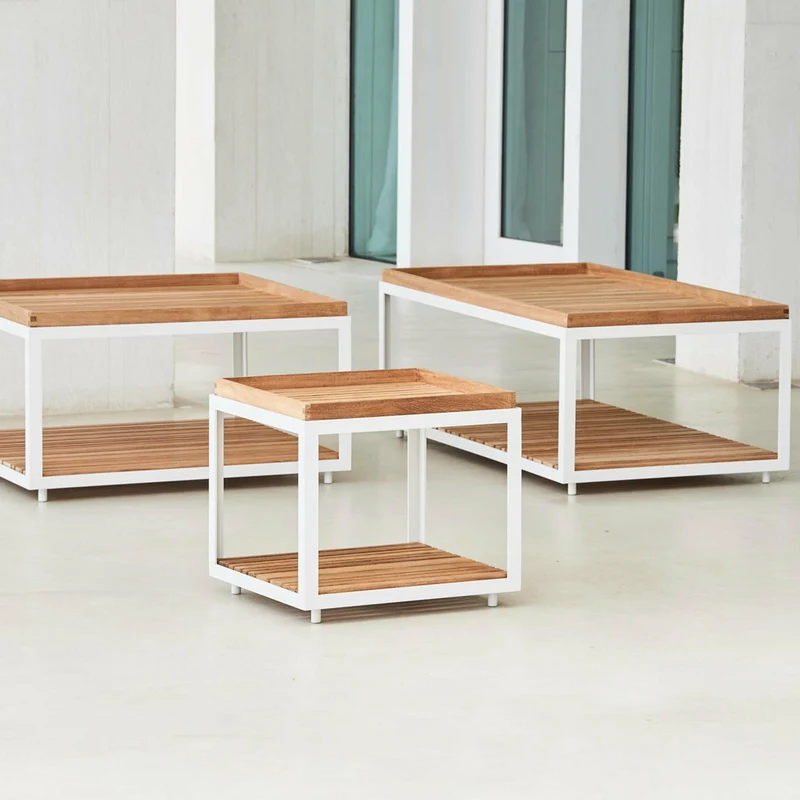 Table basse en teck et cadre blanc 122x62 cm Level - Cane-Line