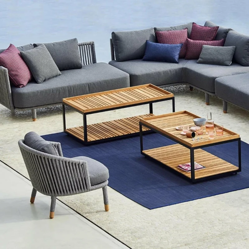 Table basse en teck et cadre blanc 122x62 cm Level - Cane-Line