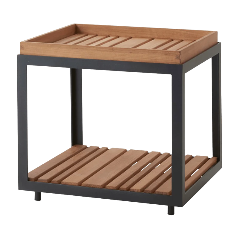 Table basse en teck et cadre noir 48x48 cm Level - Cane-Line
