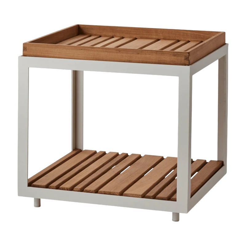 Table basse en teck et cadre blanc 48x48 cm Level - Cane-Line
