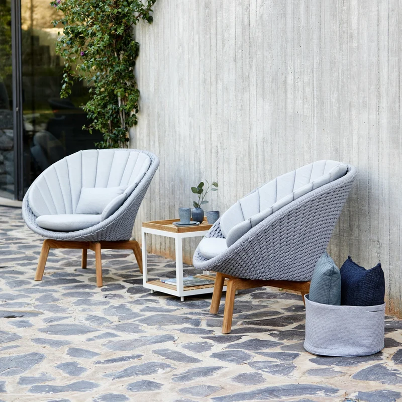 Table basse en teck et cadre blanc 48x48 cm Level - Cane-Line
