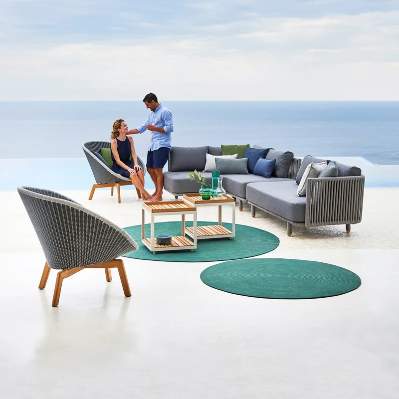 Table basse en teck et cadre blanc 48x48 cm Level - Cane-Line