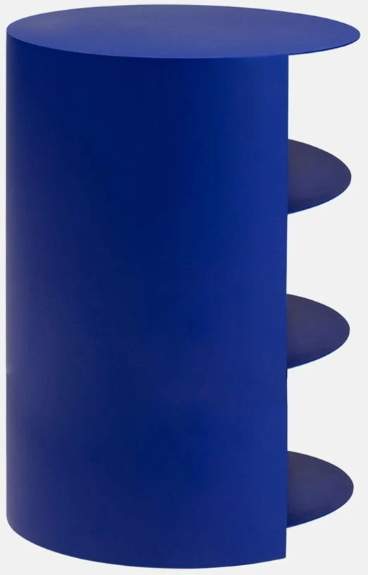 Table d'appoint à roulettes en acier bleu 70 cm Hide Pedestal - Hem