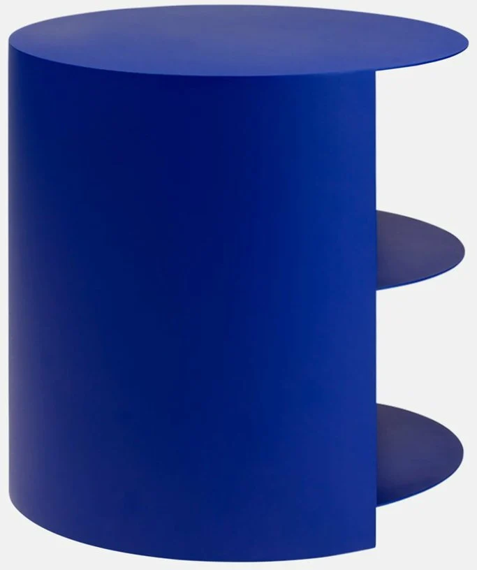 Table d'appoint à roulettes en acier bleu 40 cm Hide Side - Hem