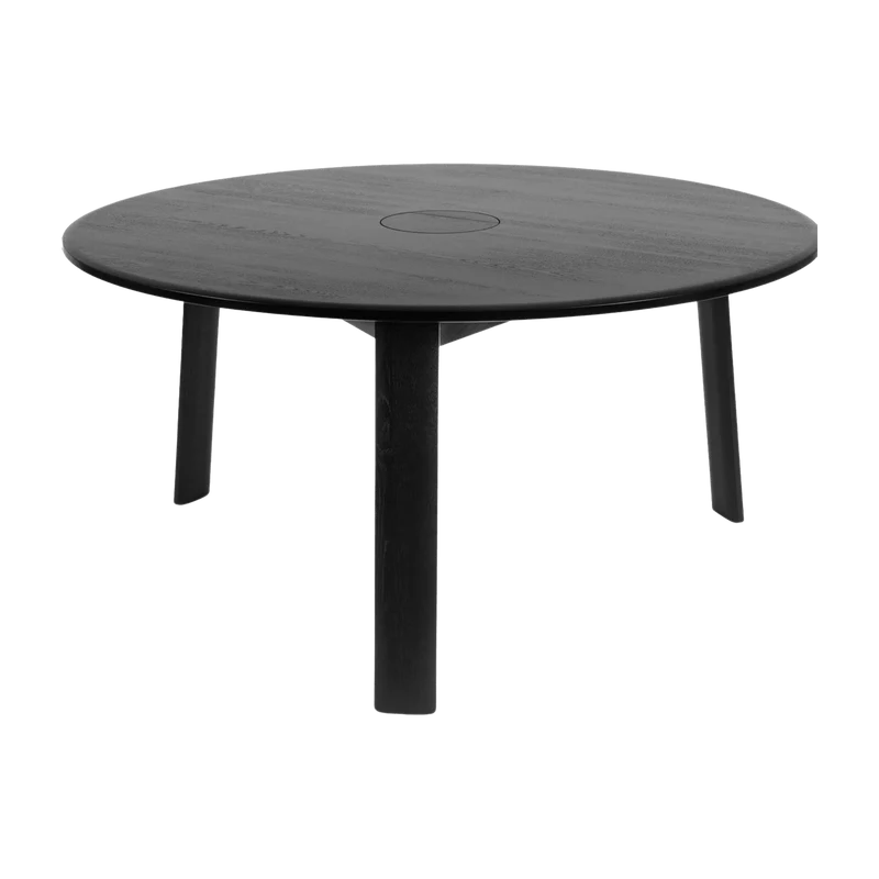 Table à manger ronde et compartiment central en chêne noir Alle - Hem