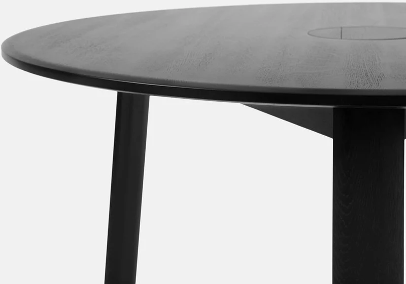 Table à manger ronde et compartiment central en chêne noir Alle - Hem