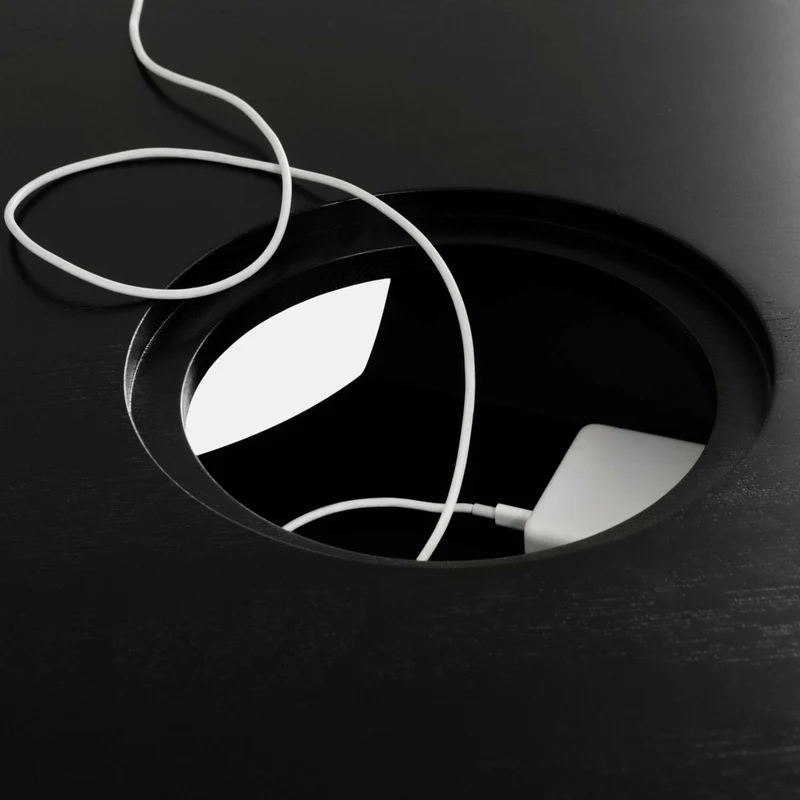 Table à manger ronde et compartiment central en chêne noir Alle - Hem