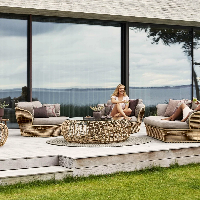Table basse de jardin naturel en cannage Nest - Cane-Line