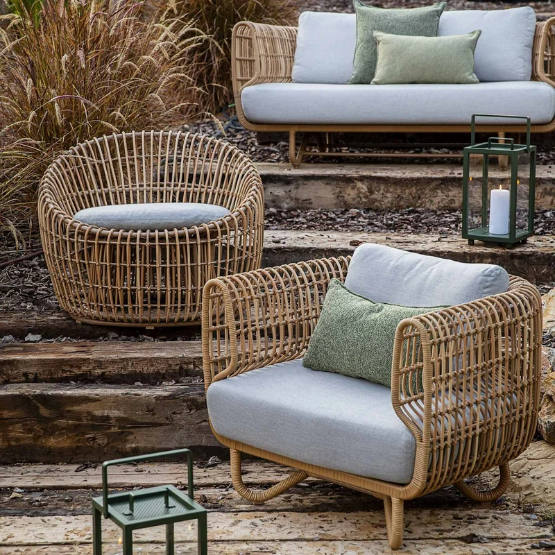 Fauteuil rond cadre naturel Nest - Cane-Line