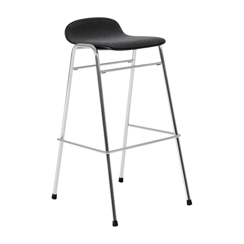 Tabouret de bar 75 cm en tissu noir et cadre argenté Touchwood - Hem
