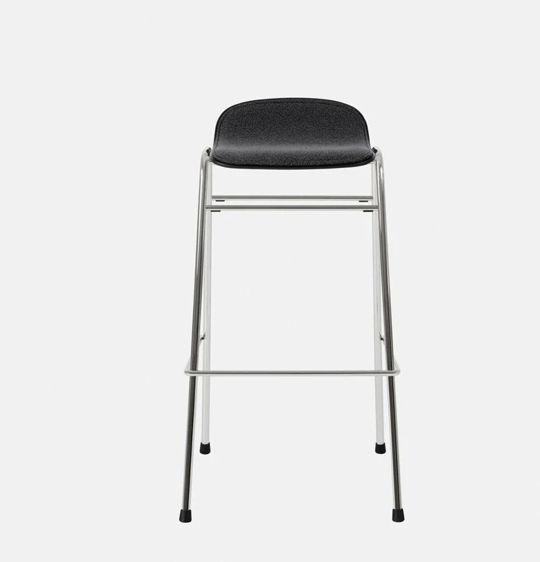Tabouret de bar 75 cm en tissu noir et cadre argenté Touchwood - Hem