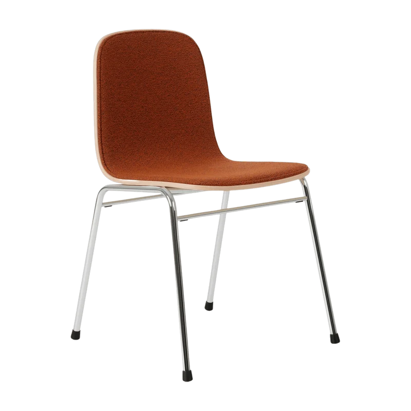 Chaise en tissu rouge et cadre argenté Touchwood - Hem