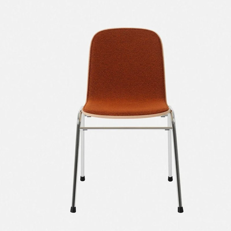 Chaise en tissu rouge et cadre argenté Touchwood - Hem