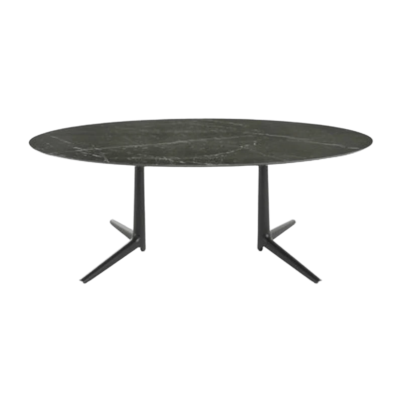 Table à manger ovale effet marbre noir 192x118 Multiplo - Kartell