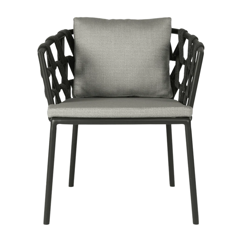 Chaise avec accoudoirs d'extérieur noire avec coussins gris zinc Leo - Vincent Sheppard
