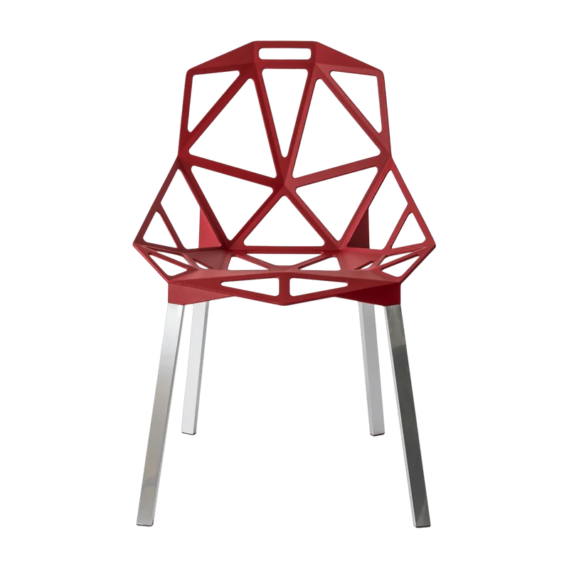 Chaise en aluminium rouge pieds gris One - Magis