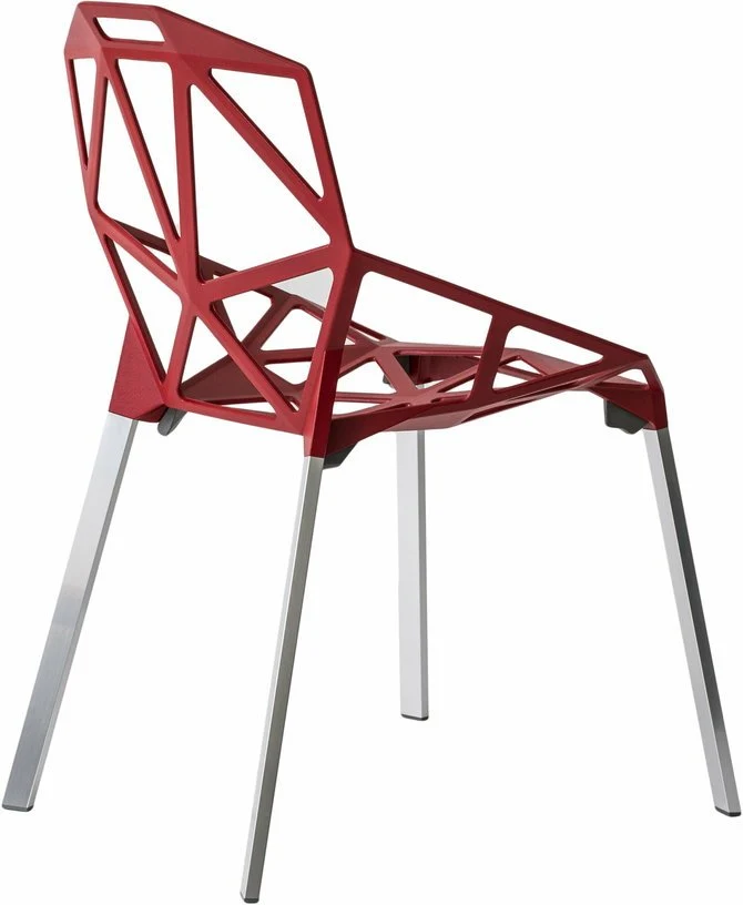 Chaise en aluminium rouge pieds gris One - Magis