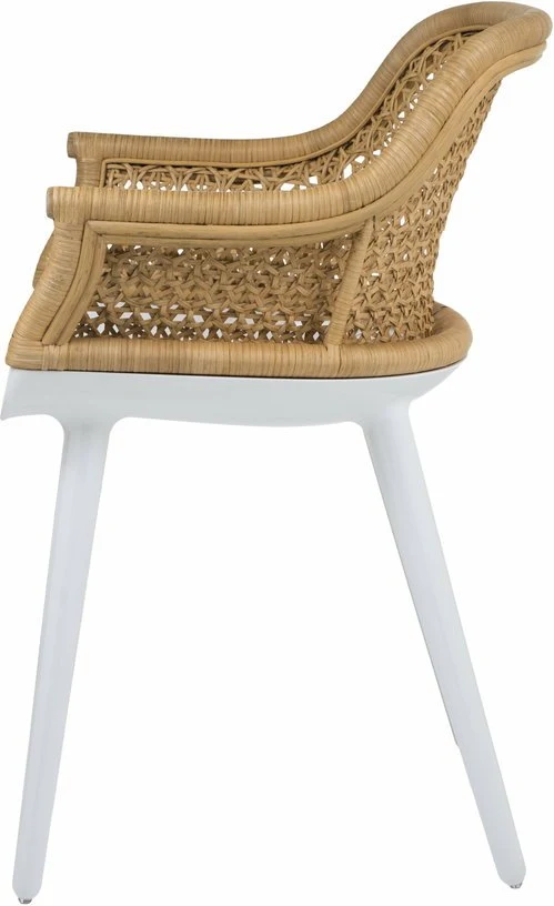 Chaise en polycarbonate blanc et osier Cyborg Elegant - Magis