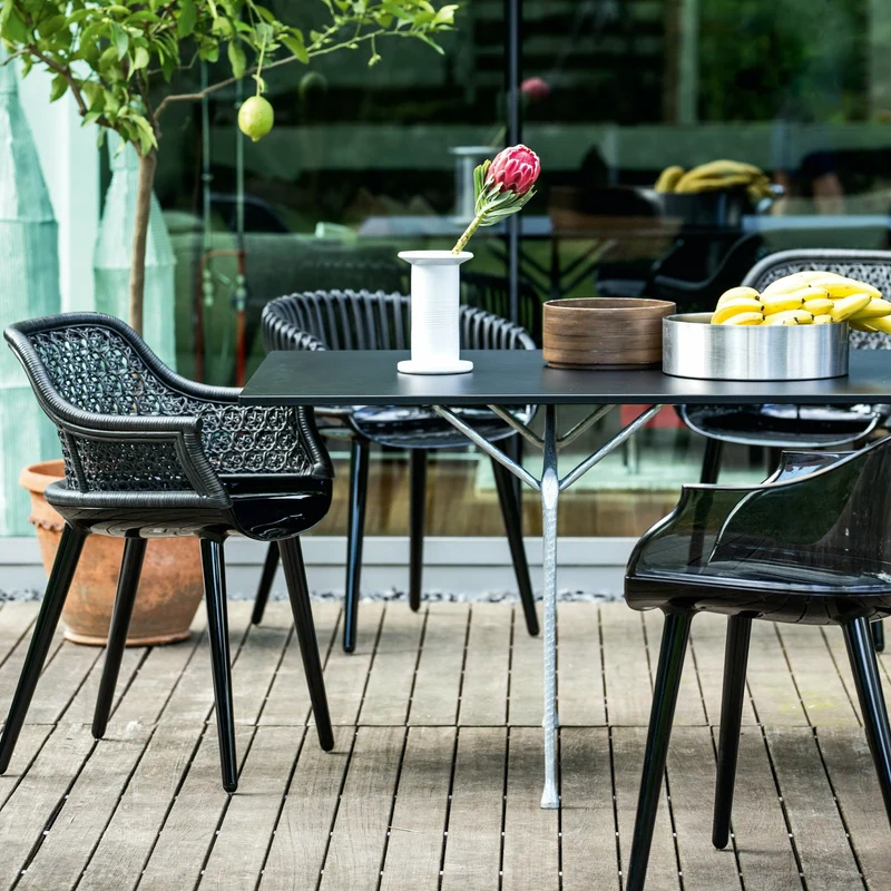Chaise en polycarbonate blanc et osier Cyborg Elegant - Magis