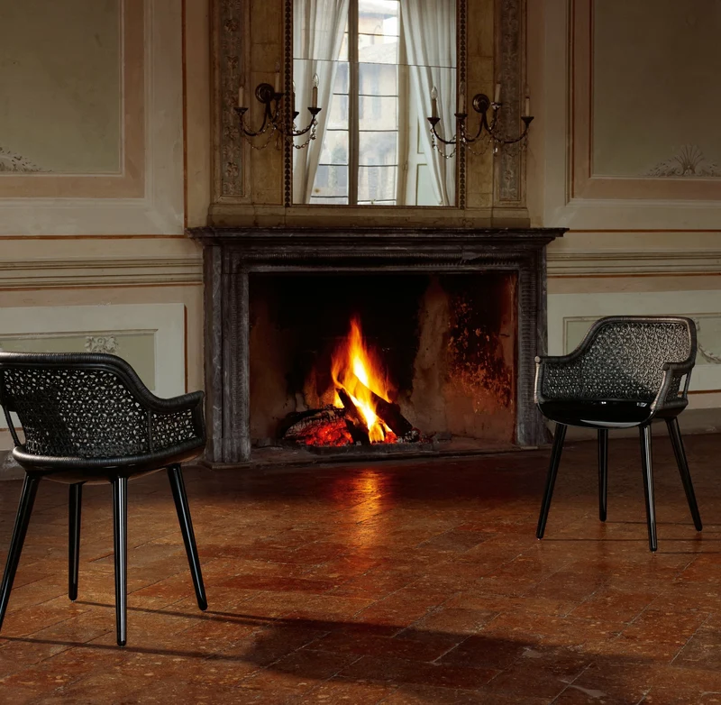 Chaise en polycarbonate et osier noir Cyborg Elegant - Magis