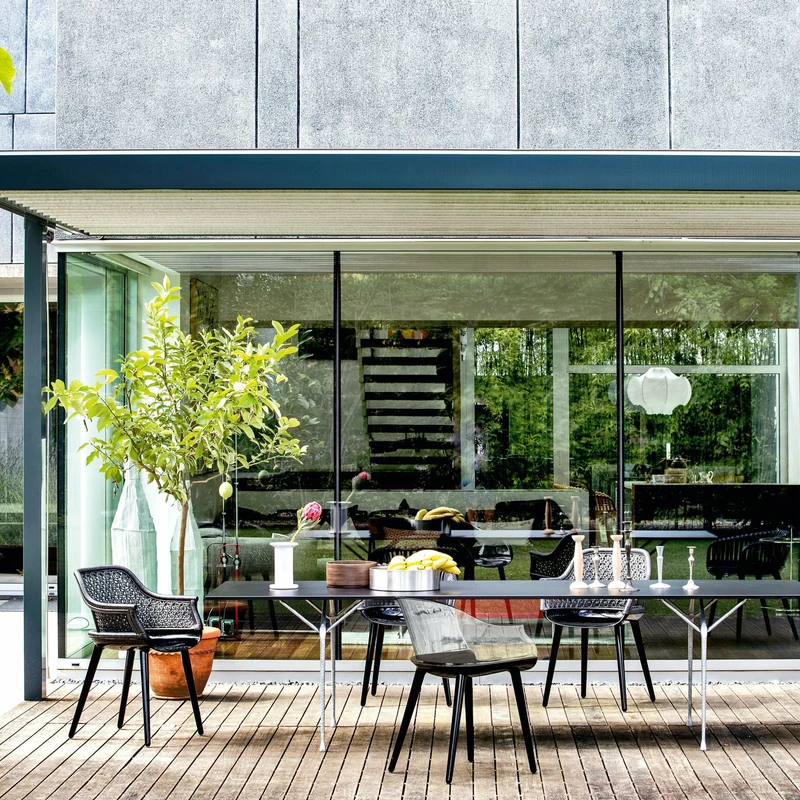 Chaise en polycarbonate et osier noir Cyborg Elegant - Magis