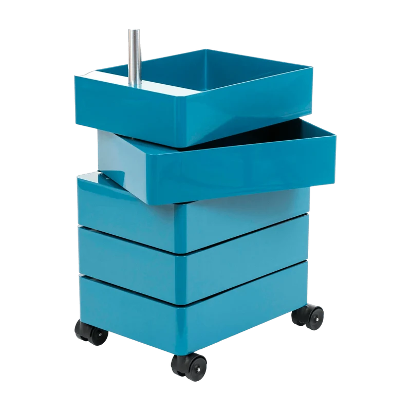 Caisson sur roulettes 5 tiroirs bleu 360° Container - Magis