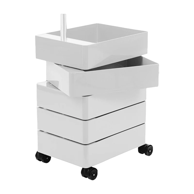 Caisson sur roulettes 5 tiroirs gris avec roues noires 360° Container - Magis