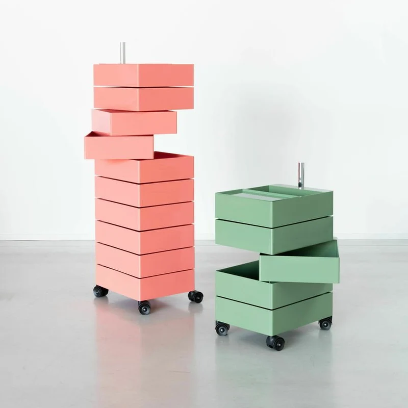 Caisson sur roulettes 5 tiroirs gris avec roues noires 360° Container - Magis