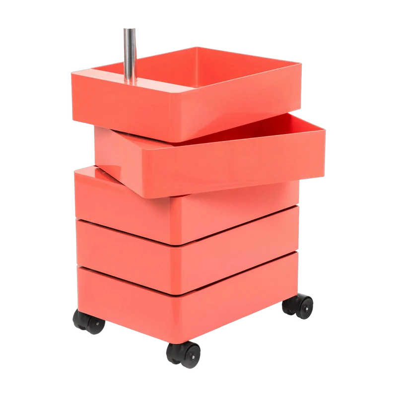 Caisson sur roulettes 5 tiroirs rose 360° Container - Magis