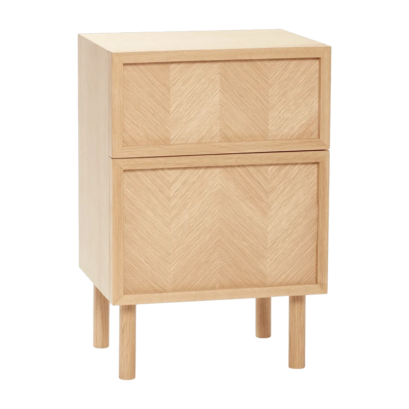 Petite commode en chêne naturel et aux motifs chevron - Hübsch
