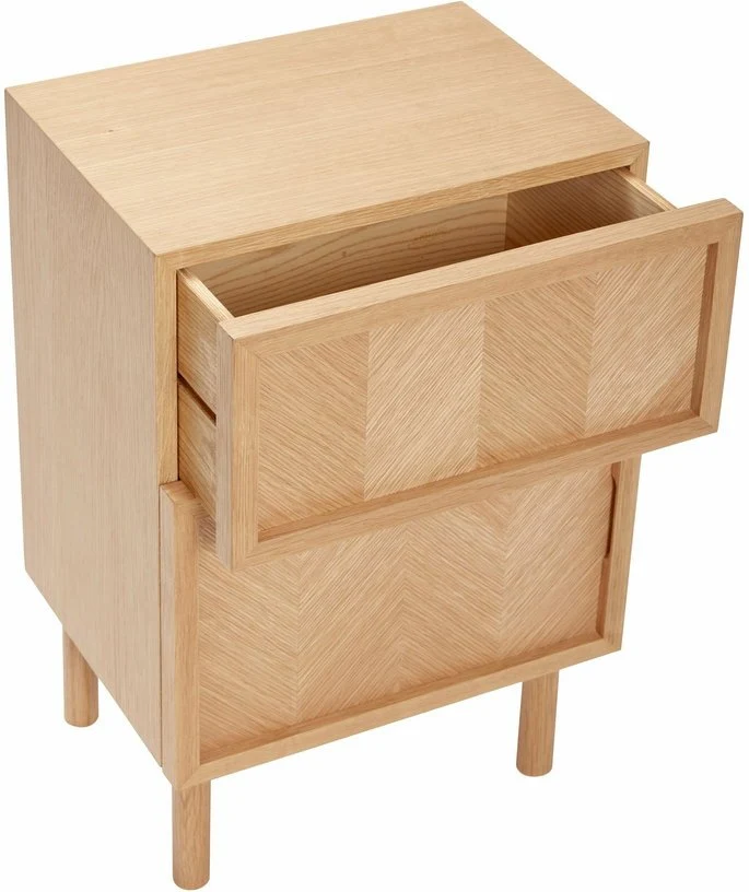 Petite commode en chêne naturel et aux motifs chevron - Hübsch