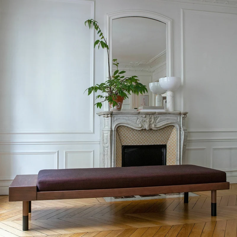 Méridienne en laine bordeaux Mi - Kann Design