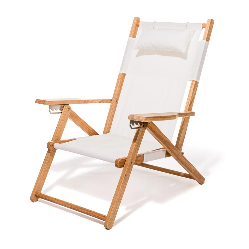 Chaise de plage pliante en tissu blanc Antique The Tommy Chair - Business & Pleasure