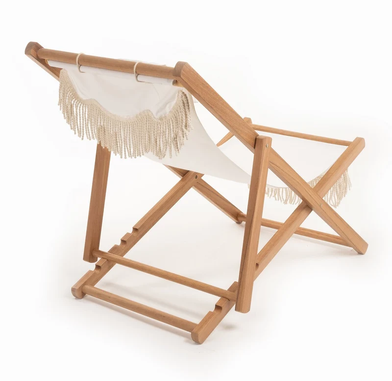 Chaise longue de jardin en tissu blanc Antique The Sling Chair - Business & Pleasure