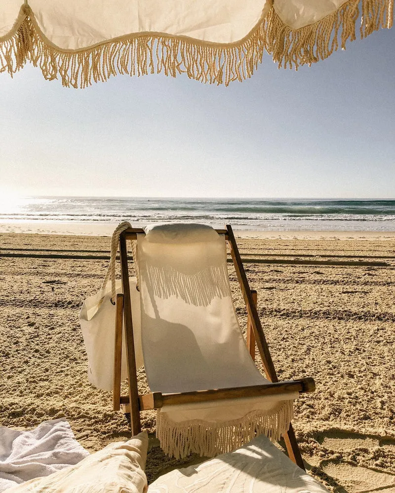 Chaise longue de jardin en tissu blanc Antique The Sling Chair - Business & Pleasure