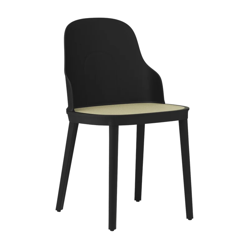 Chaise noire en polypropylène à l'assise cannage moulé Allez noir - Normann Copenhagen