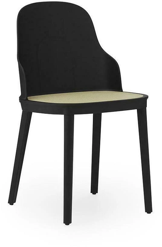 Chaise noire en polypropylène à l'assise cannage moulé Allez noir - Normann Copenhagen